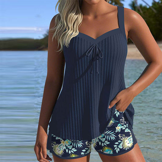 Laluna® | Stribet tankini med strandshorts, todelt