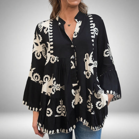 Théodeline™ – Broderet bohemebluse med strålende femininitet
