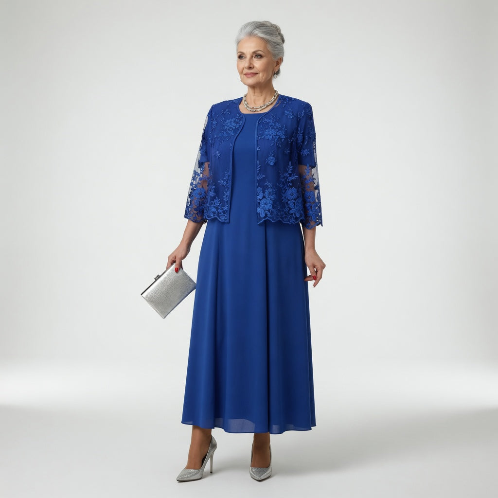 Victorine™ — Lang festkjole med elegant blomsterdesign