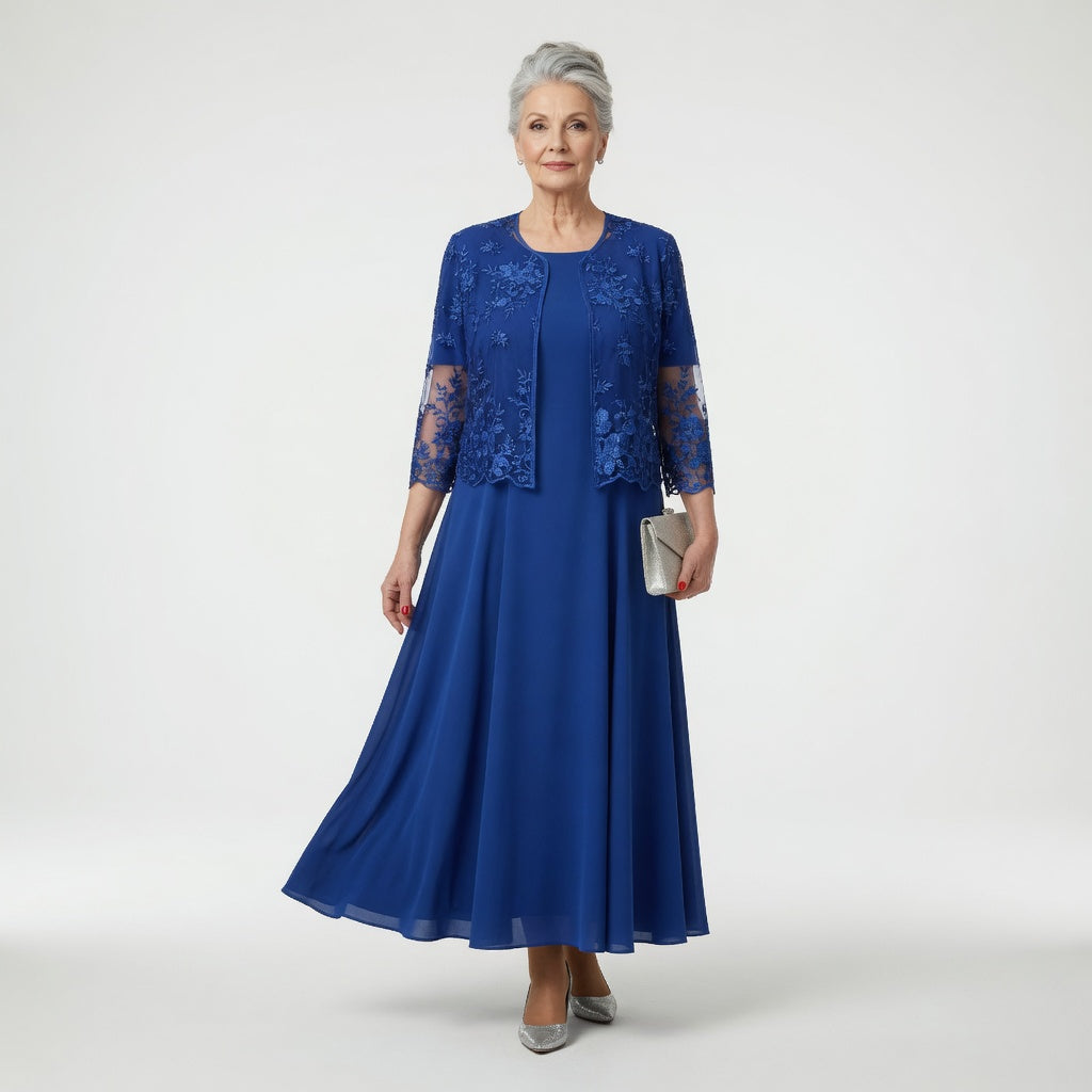 Victorine™ — Lang festkjole med elegant blomsterdesign