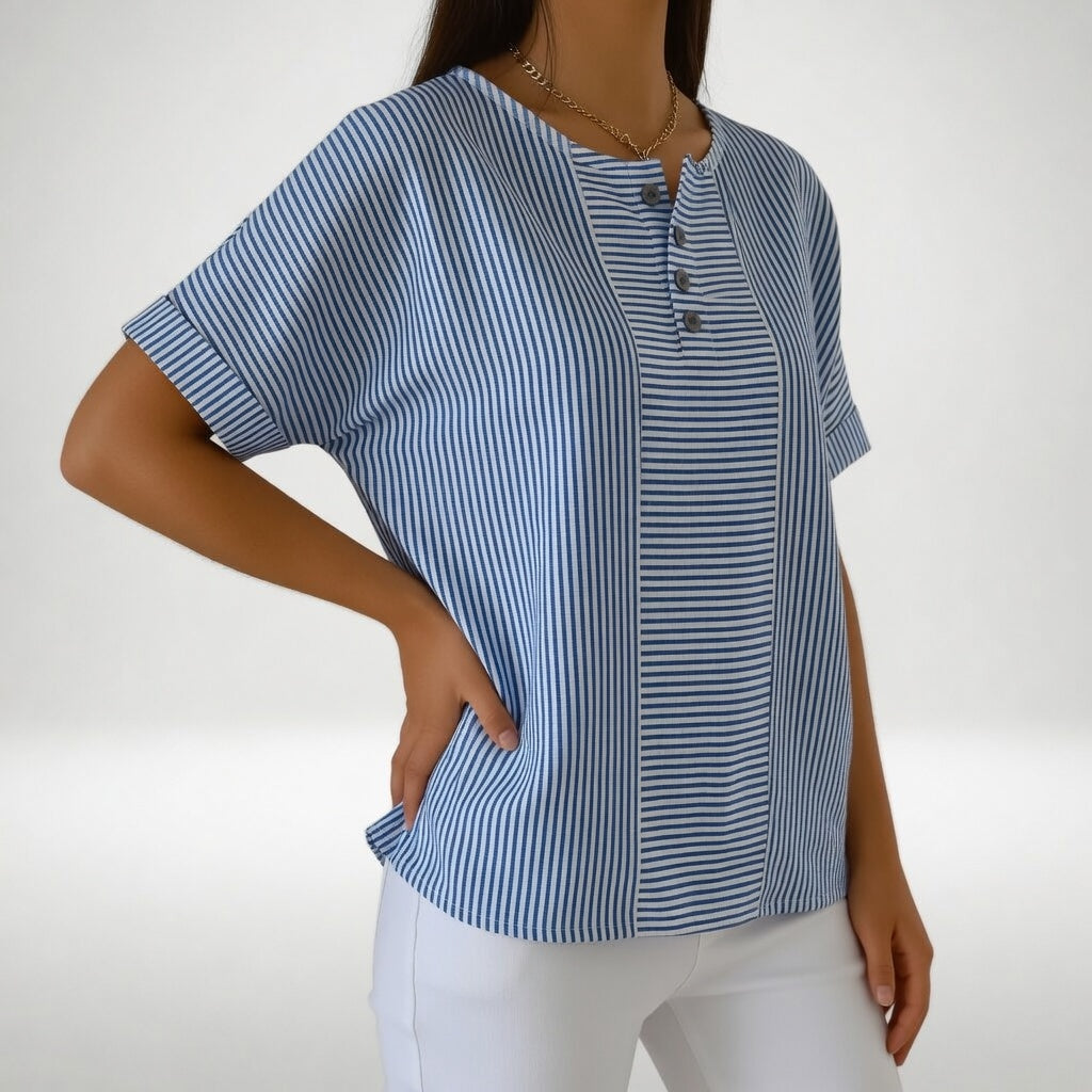 Sorène™ — Stribet hørbluse med naturlig blødhed