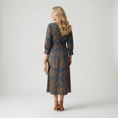 Hortense™ — Elegant midikjole med wrap-look og print
