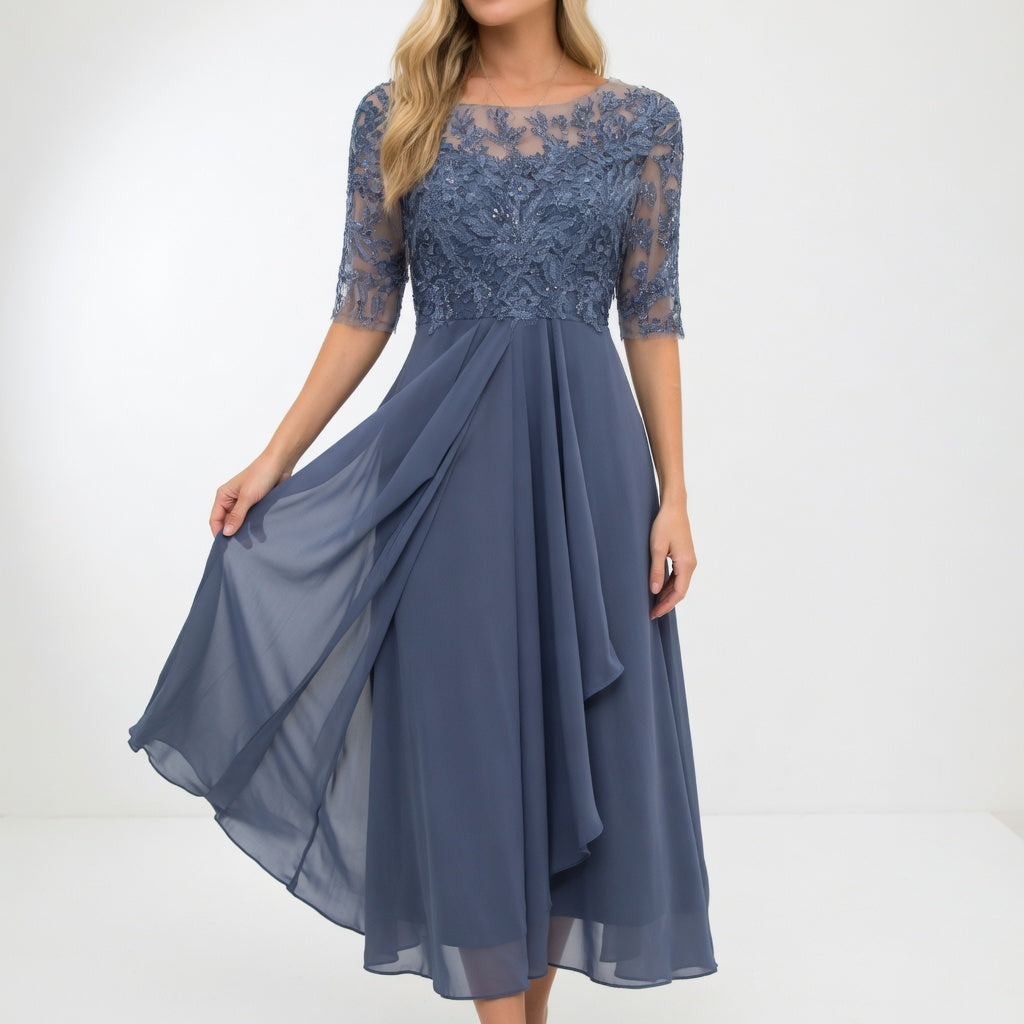 Séraphine™ — Elegant midikjole i blonde med tidløs charme