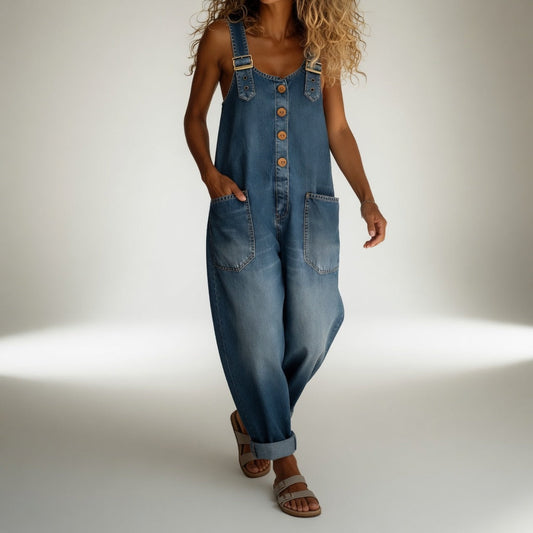 Bertille™ – Denimsalopette med sommerlig bohemestil