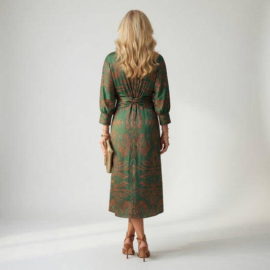 Hortense™ — Elegant midikjole med wrap-look og print