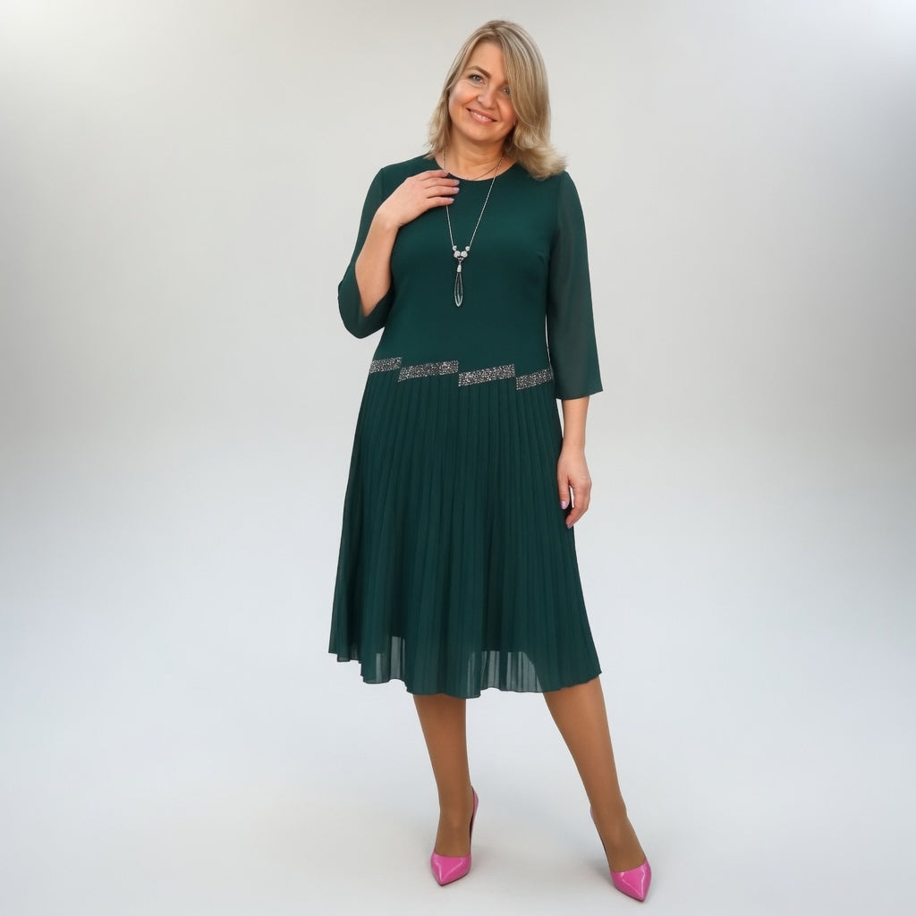 Christèle™ — Plisseret midikjole med sofistikeret elegance