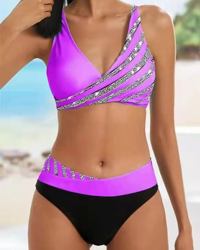 Mona - Bikini med print i varme toner