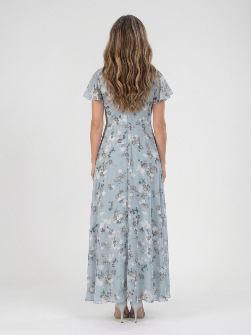 Ismeria | Maxikjole i blomstret chiffon