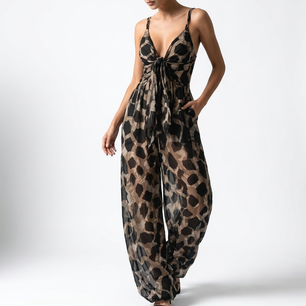 Zarellia™ — Flydende leopardjumpsuit med vild elegance