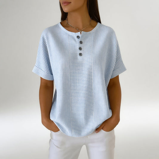 Sorène™ — Stribet hørbluse med naturlig blødhed