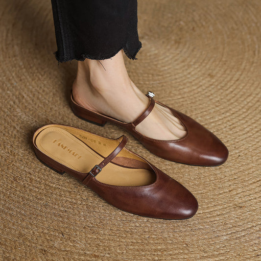 Bianca | Mary Jane-mules med mandelformet snude