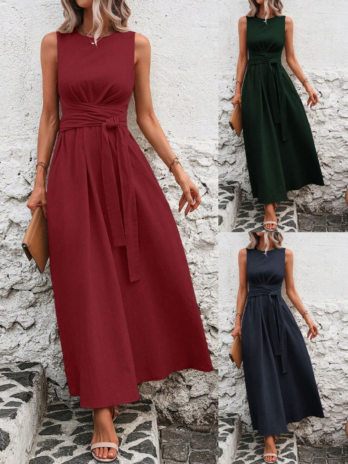 Élina™ — Elegant midikjole med markeret talje