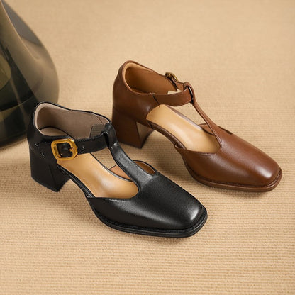 Marcele T-Strap Pumps i læder