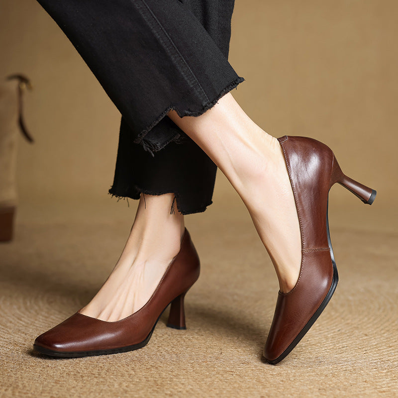 Elviera pumps i læder
