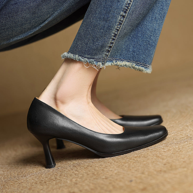Elviera pumps i læder