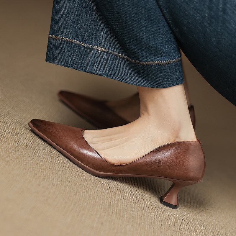 Calenne kitten heels i læder