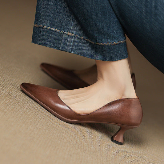 Calenne kitten heels i læder