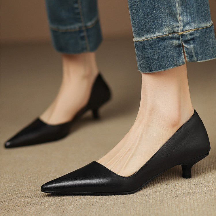 Orlisse pumps i læder med kitten heel