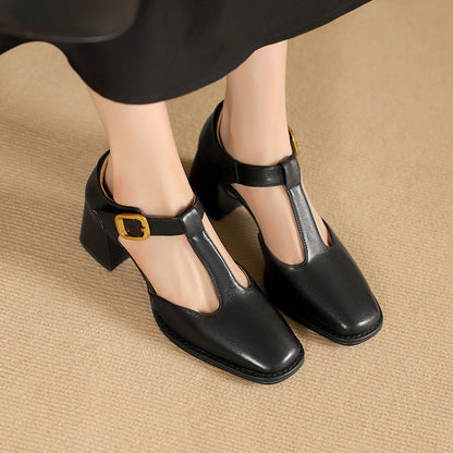 Marcele T-Strap Pumps i læder