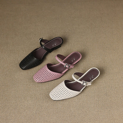 Lou | Perforerede Mules med Rem