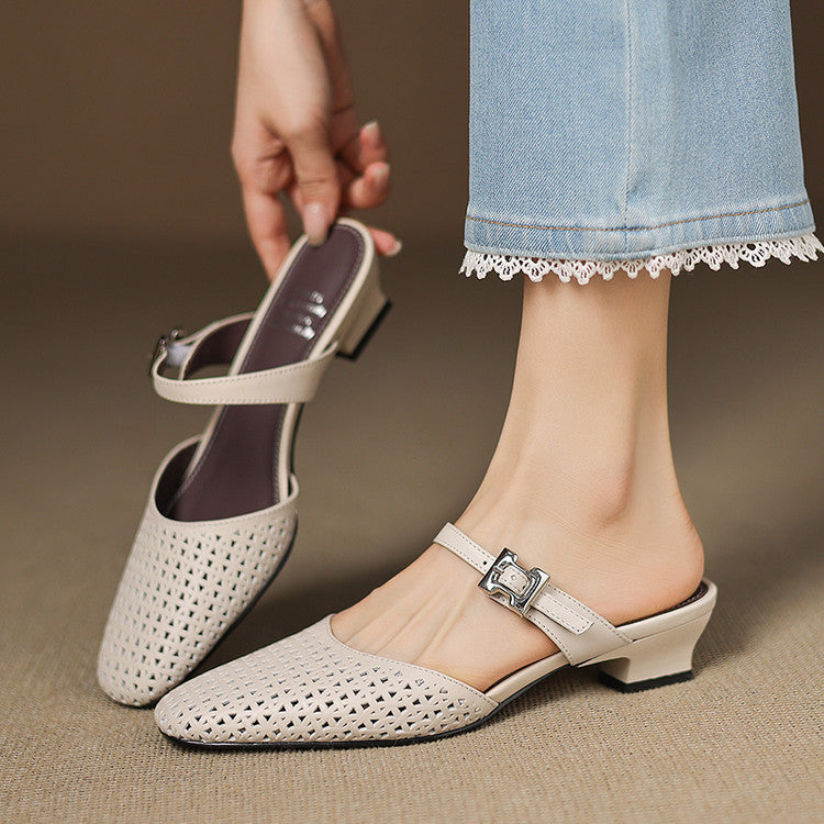 Lou | Perforerede Mules med Rem