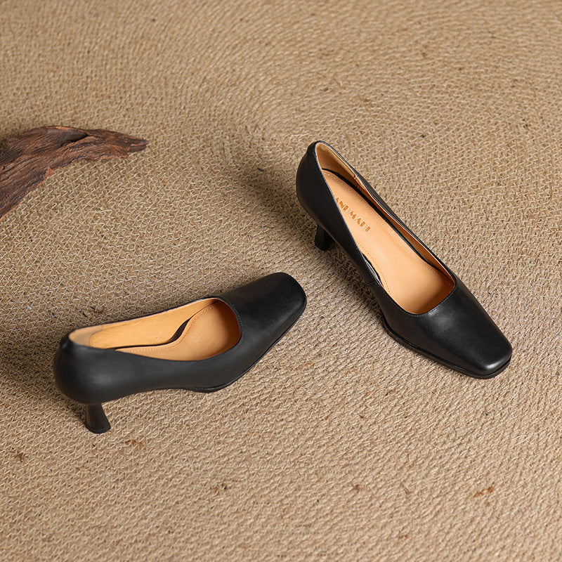 Elviera pumps i læder