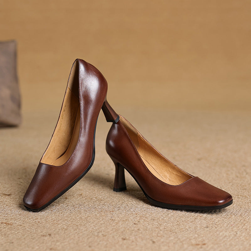 Elviera pumps i læder