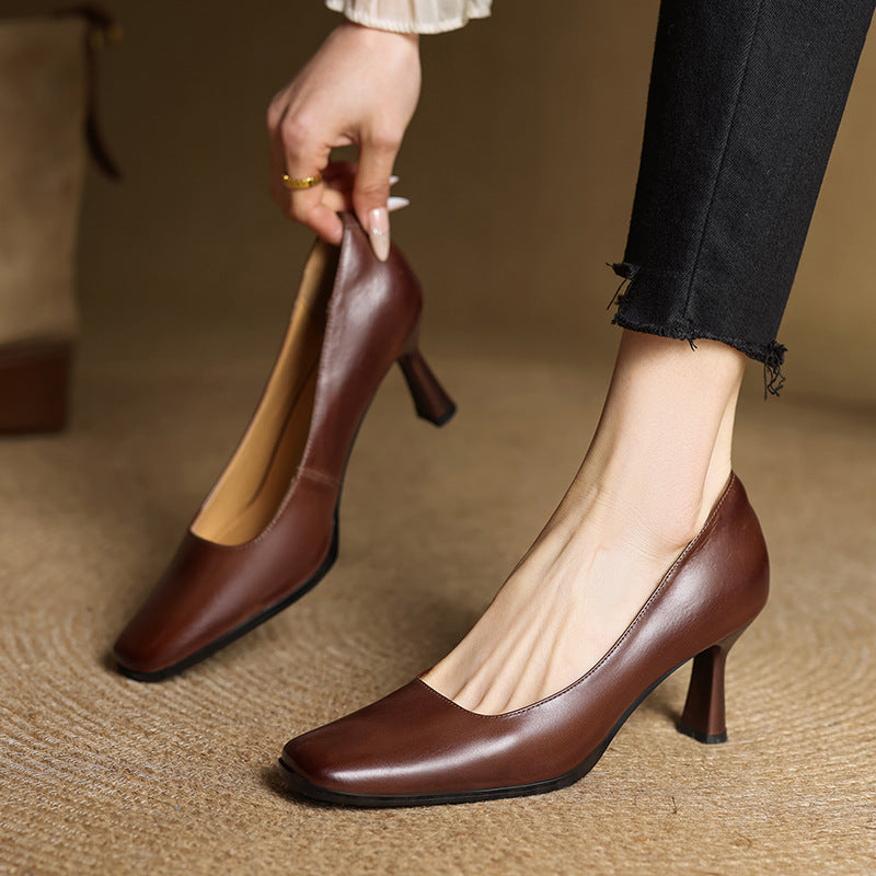 Elviera pumps i læder