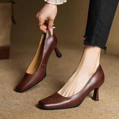 Elviera pumps i læder