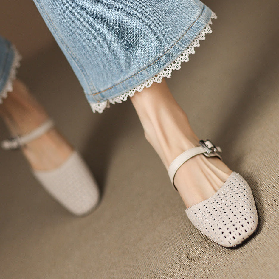 Lou | Perforerede Mules med Rem