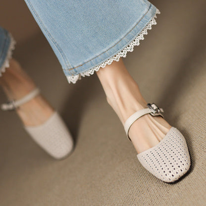 Lou | Perforerede Mules med Rem