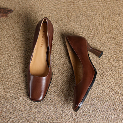 Elviera pumps i læder