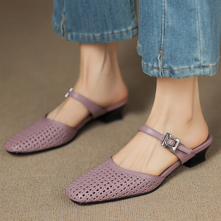 Lou | Perforerede Mules med Rem