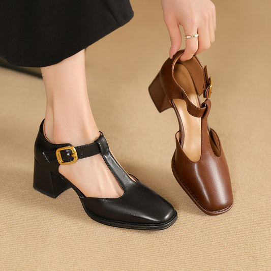 Marcele T-Strap Pumps i læder