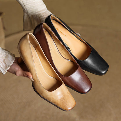 Elviera pumps i læder