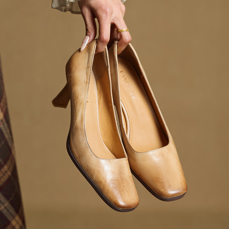 Elviera pumps i læder