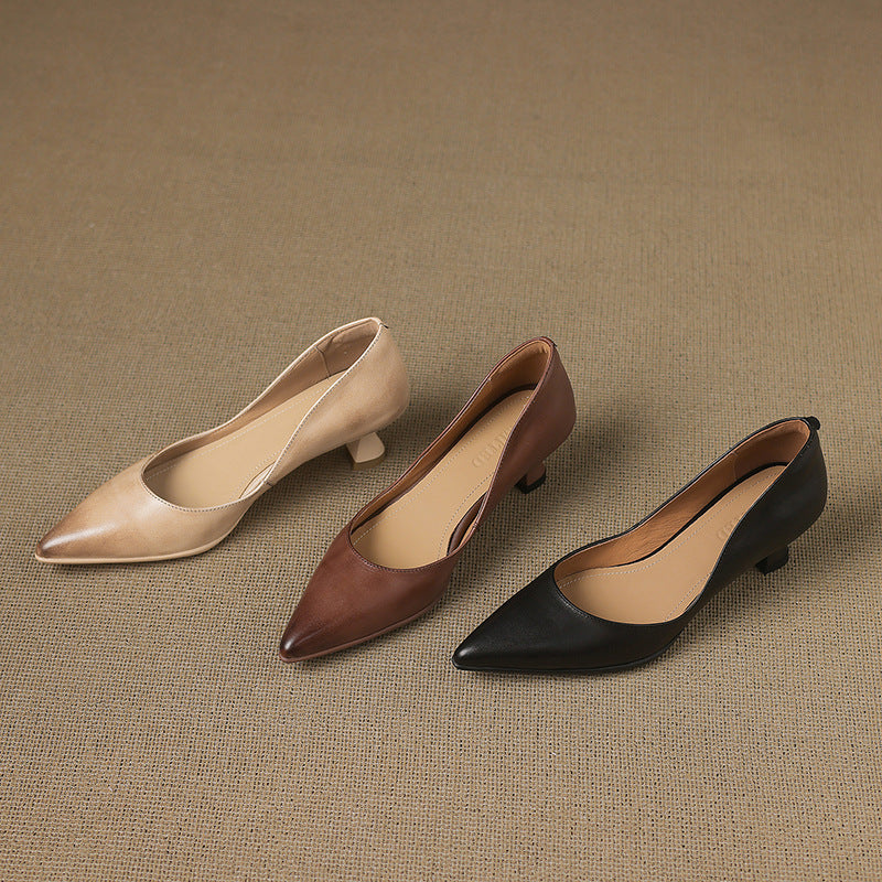 Calenne kitten heels i læder