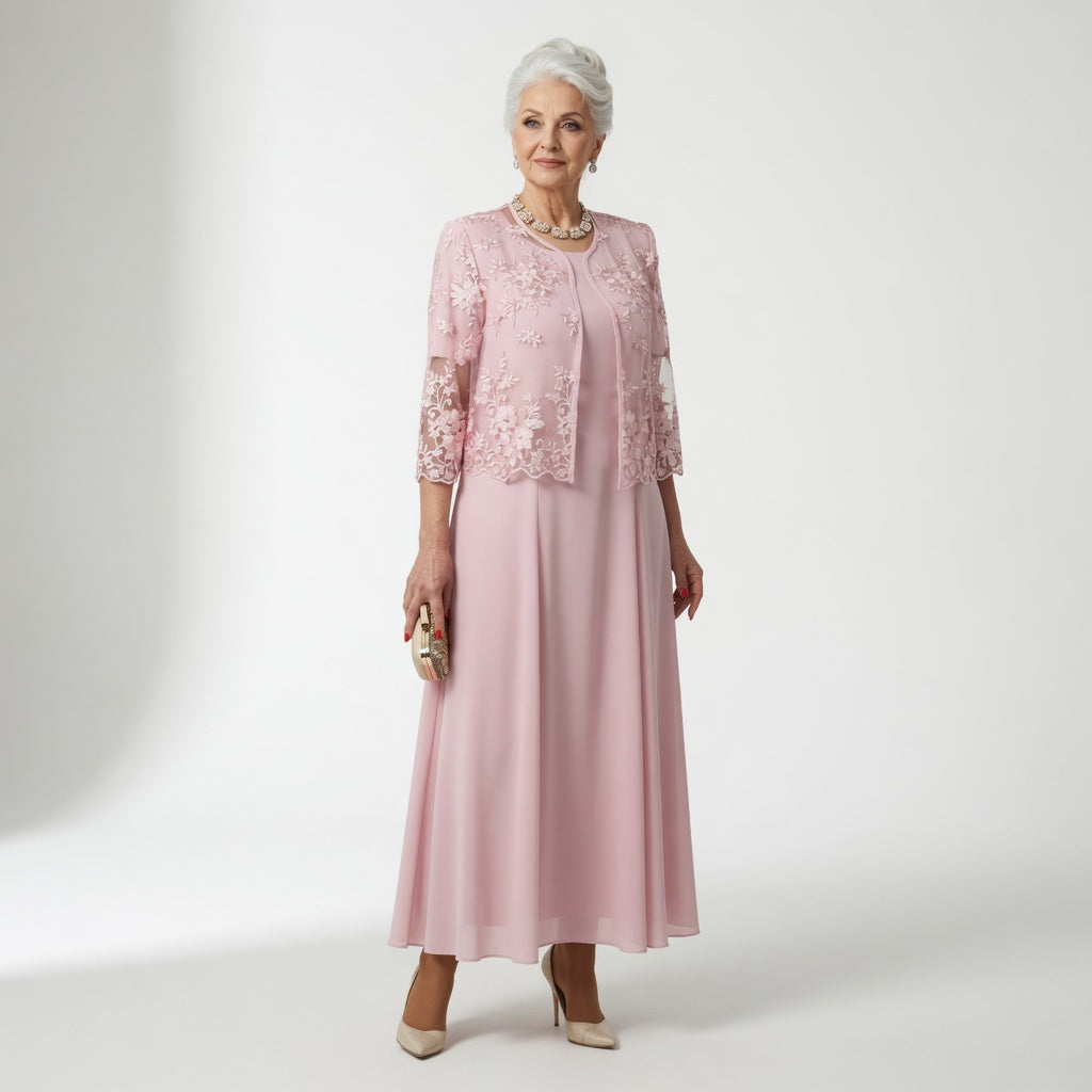 Victorine™ — Lang festkjole med elegant blomsterdesign
