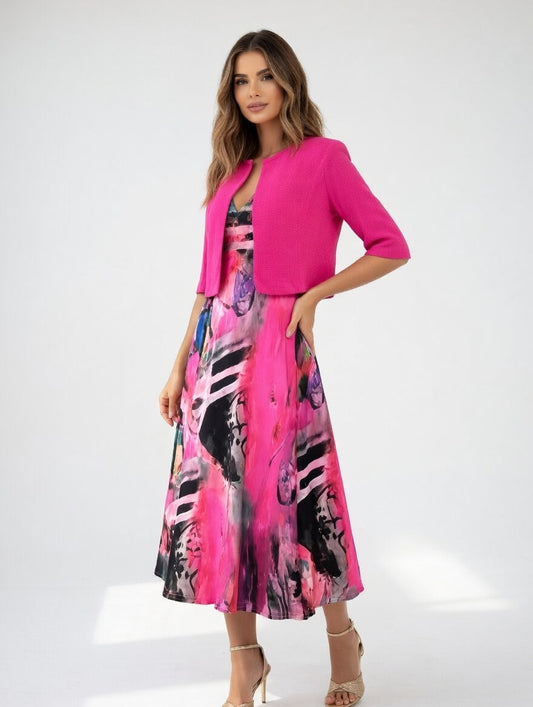 Maéliane™ — Elegant, flydende midikjole med print