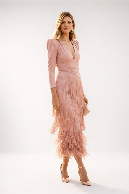Valériane™ – Elegant frynset kjole med raffineret silhuet