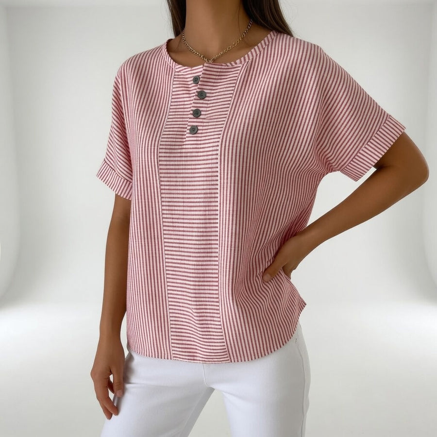 Sorène™ — Stribet hørbluse med naturlig blødhed