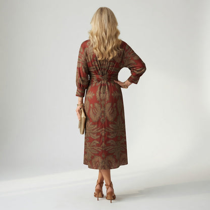 Hortense™ — Elegant midikjole med wrap-look og print