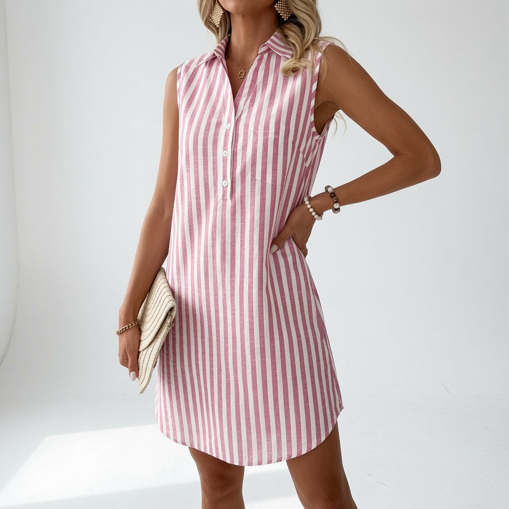 Céloréna™ – Stribet skjortekjole med elegant sommerstil