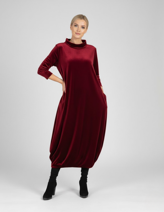 Françoise™ - Blød kjole med høj hals og lommer – Elegance og komfort