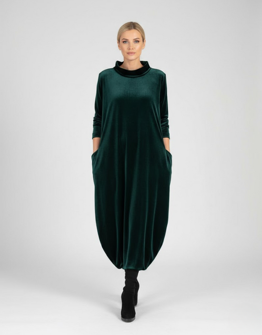 Françoise™ - Blød kjole med høj hals og lommer – Elegance og komfort