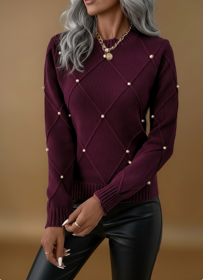Marguerite™ – Elegant striktrøje med fine perler