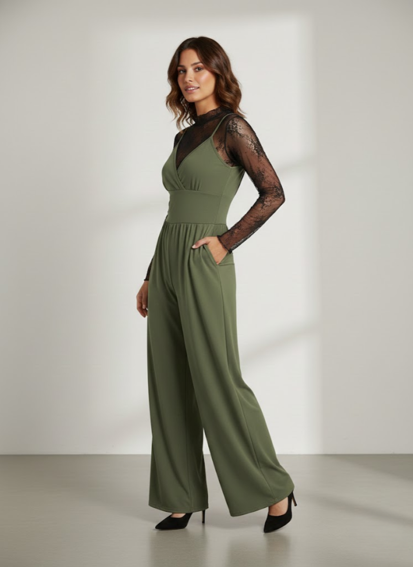 Solène™ — Elegant jumpsuit-sæt med moderne blonder