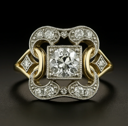Klassisk guldring med vintage-zirkonia
