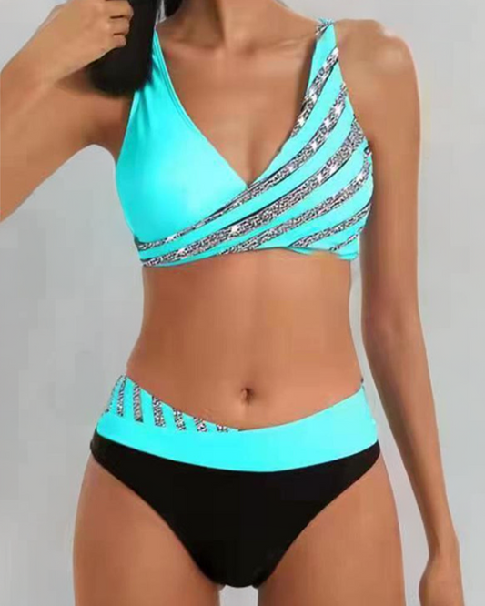 Mona - Bikini med print i varme toner