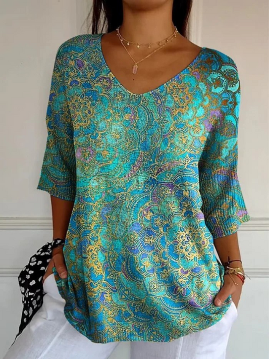 Bérangère™ - Elegant flydende bluse med raffineret print